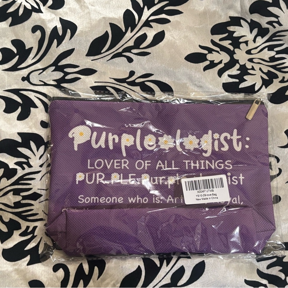 Purpleologist zipper cosmetic pouch 9.8x6.7in